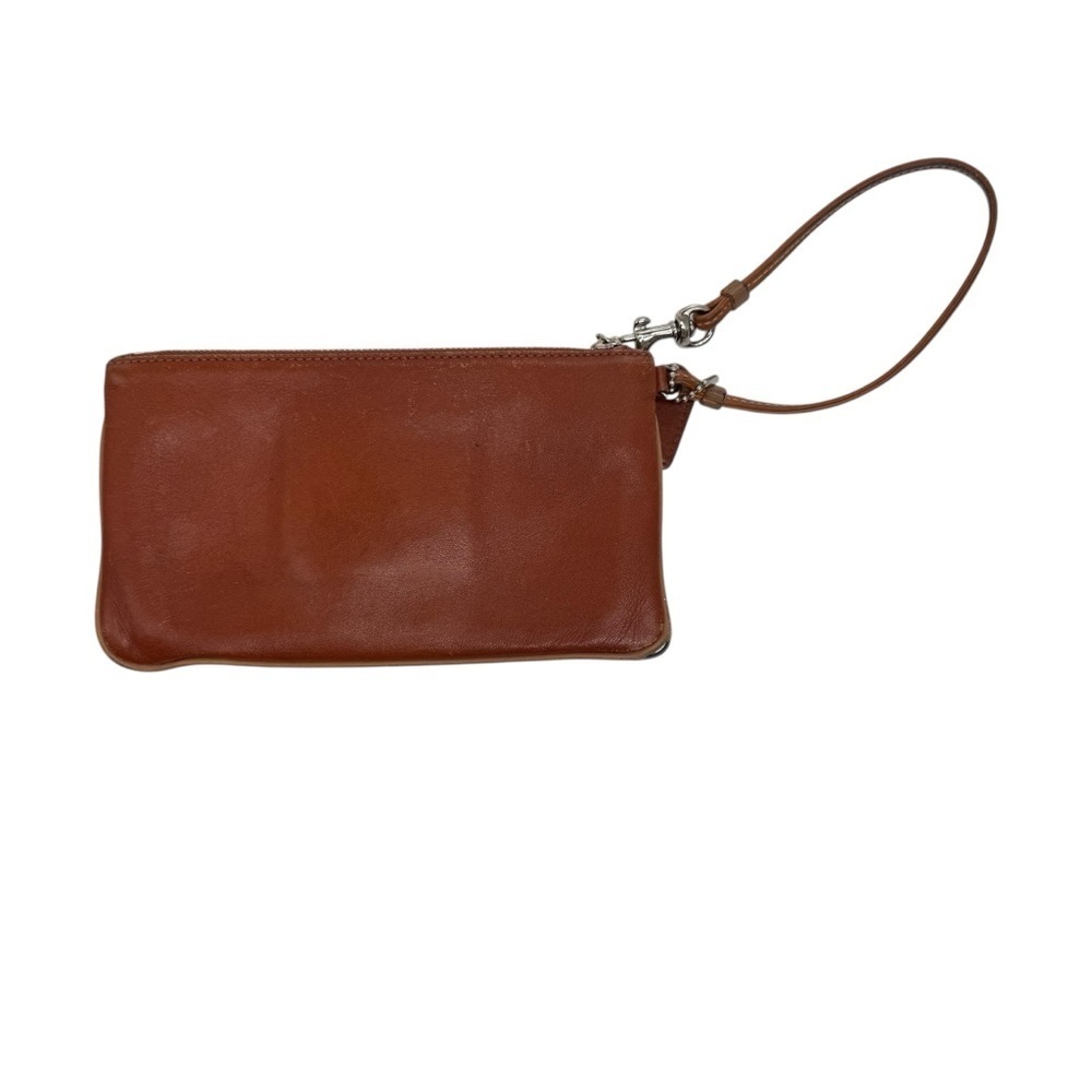 Coach Hampton leather wristlet wallet  British Tan exterior buckle pocket - Picture 2 of 5